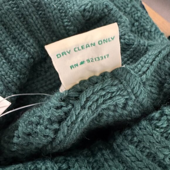 Aran Crafts Fisherman Sweater Medium Green Merino Wool Cable Knit NWT CJ-2135 - Picture 12 of 12